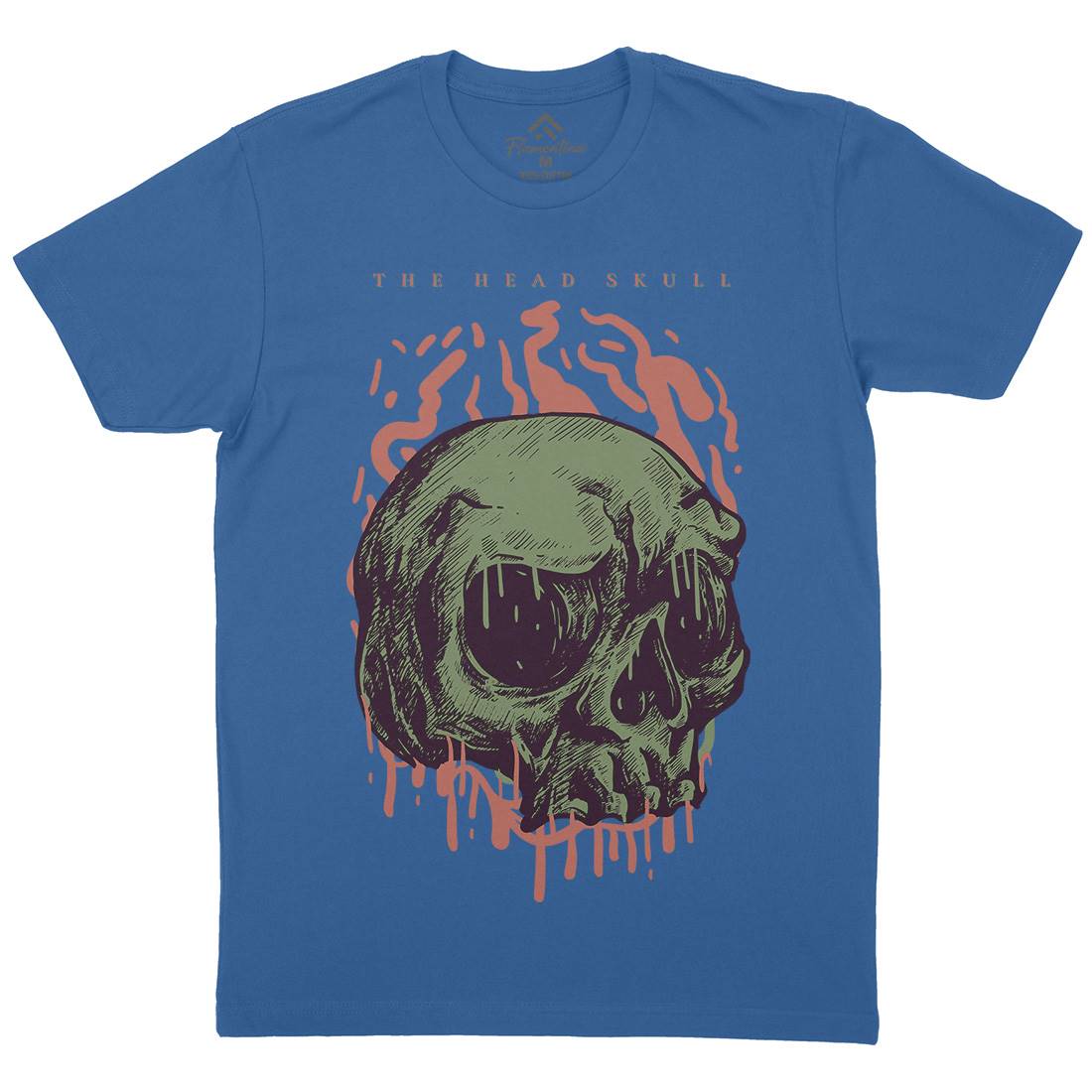 Head Skull Mens Organic Crew Neck T-Shirt Horror D854