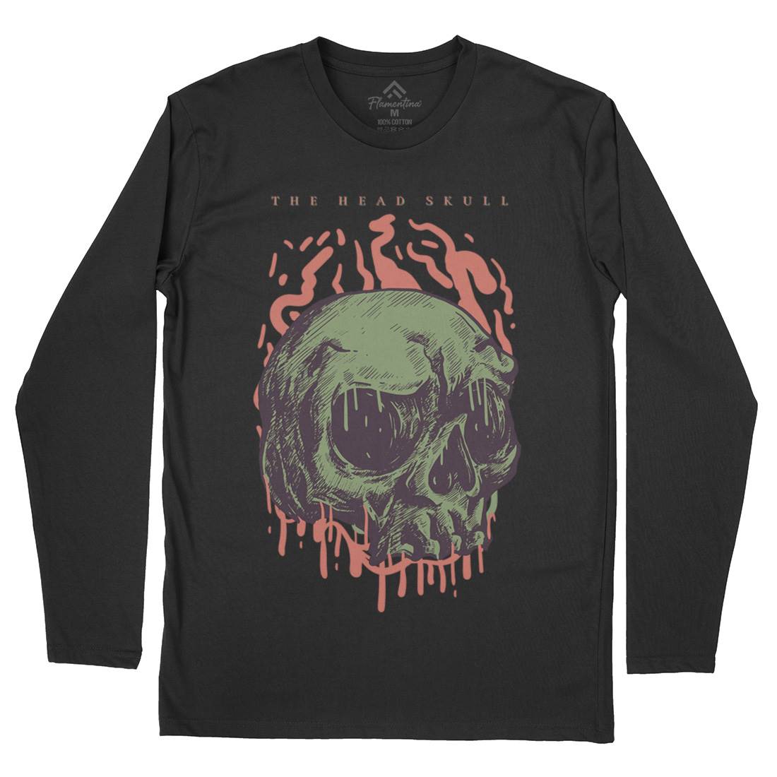 Head Skull Mens Long Sleeve T-Shirt Horror D854