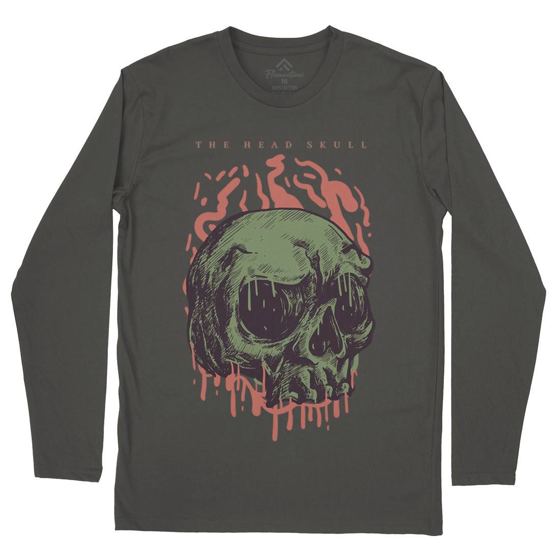 Head Skull Mens Long Sleeve T-Shirt Horror D854