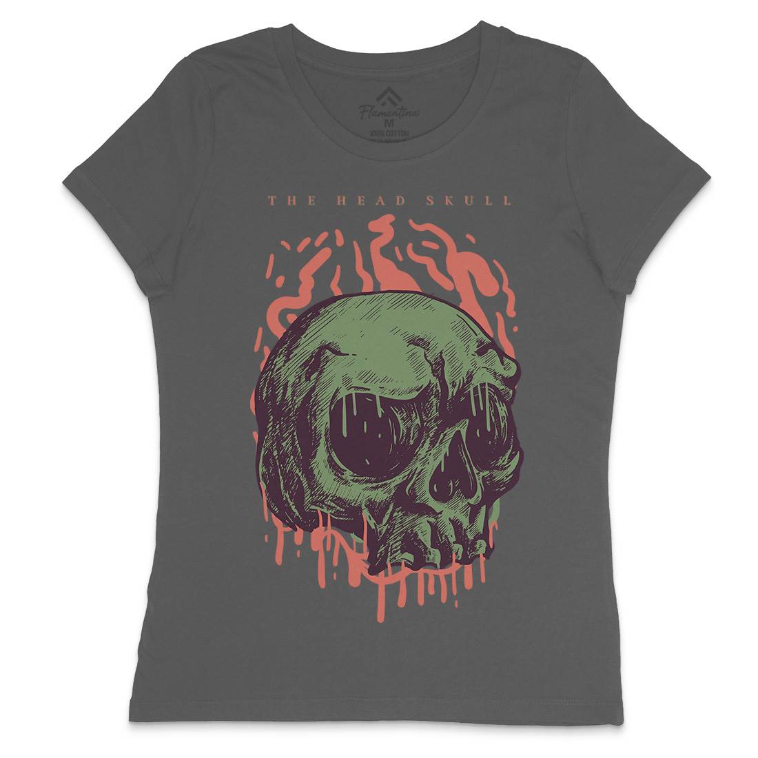 Head Skull Womens Crew Neck T-Shirt Horror D854
