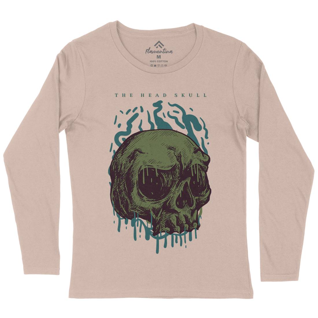 Head Skull Womens Long Sleeve T-Shirt Horror D854