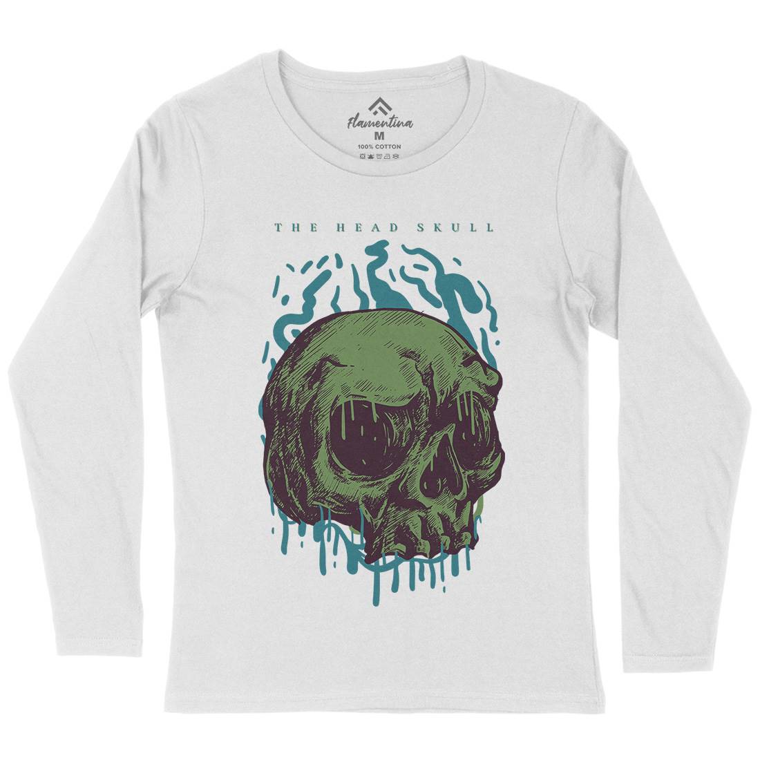 Head Skull Womens Long Sleeve T-Shirt Horror D854