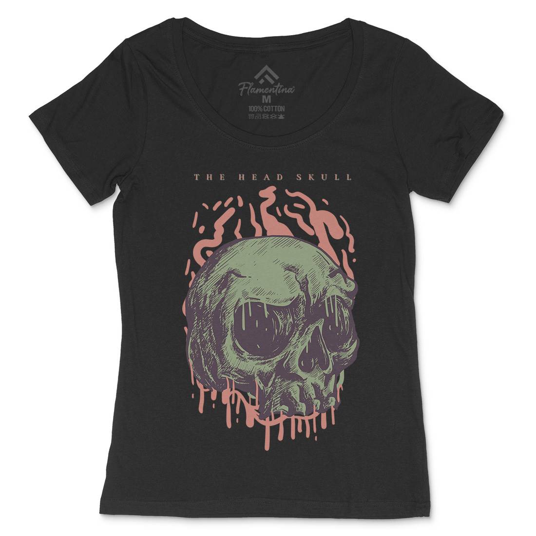 Head Skull Womens Scoop Neck T-Shirt Horror D854