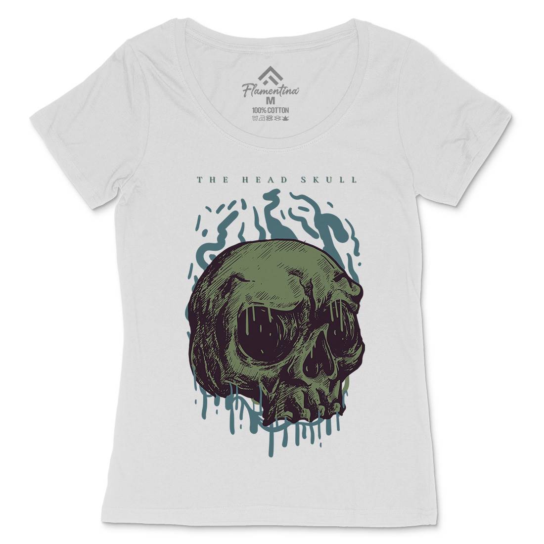Head Skull Womens Scoop Neck T-Shirt Horror D854