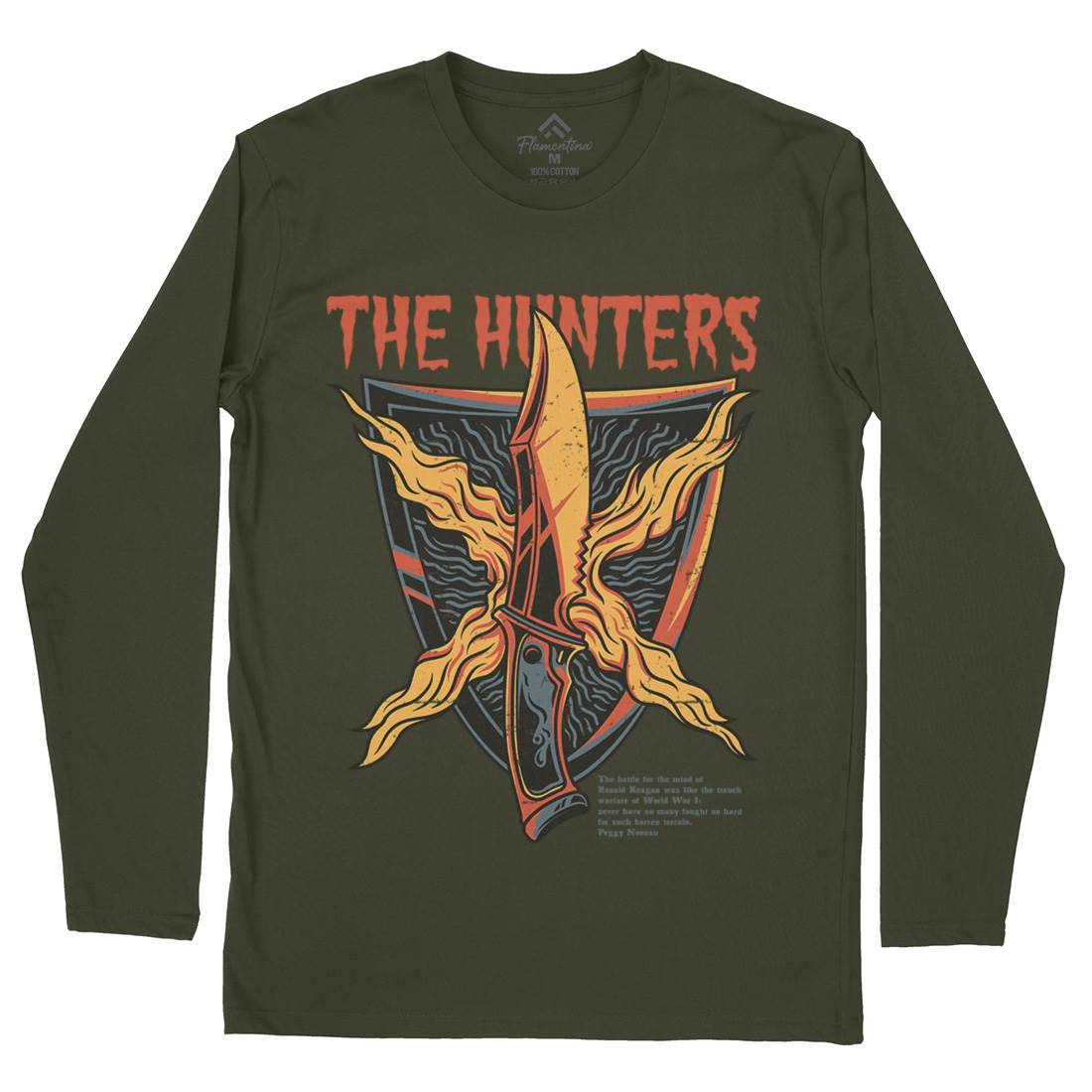 Hunter Mens Long Sleeve T-Shirt Army D855