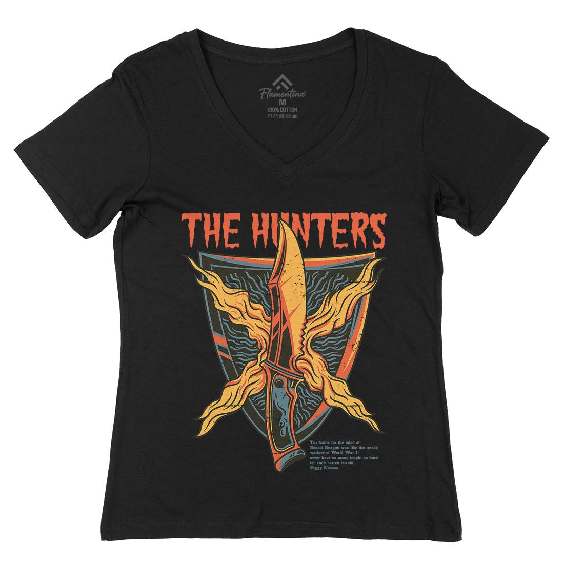 Hunter Womens Organic V-Neck T-Shirt Army D855