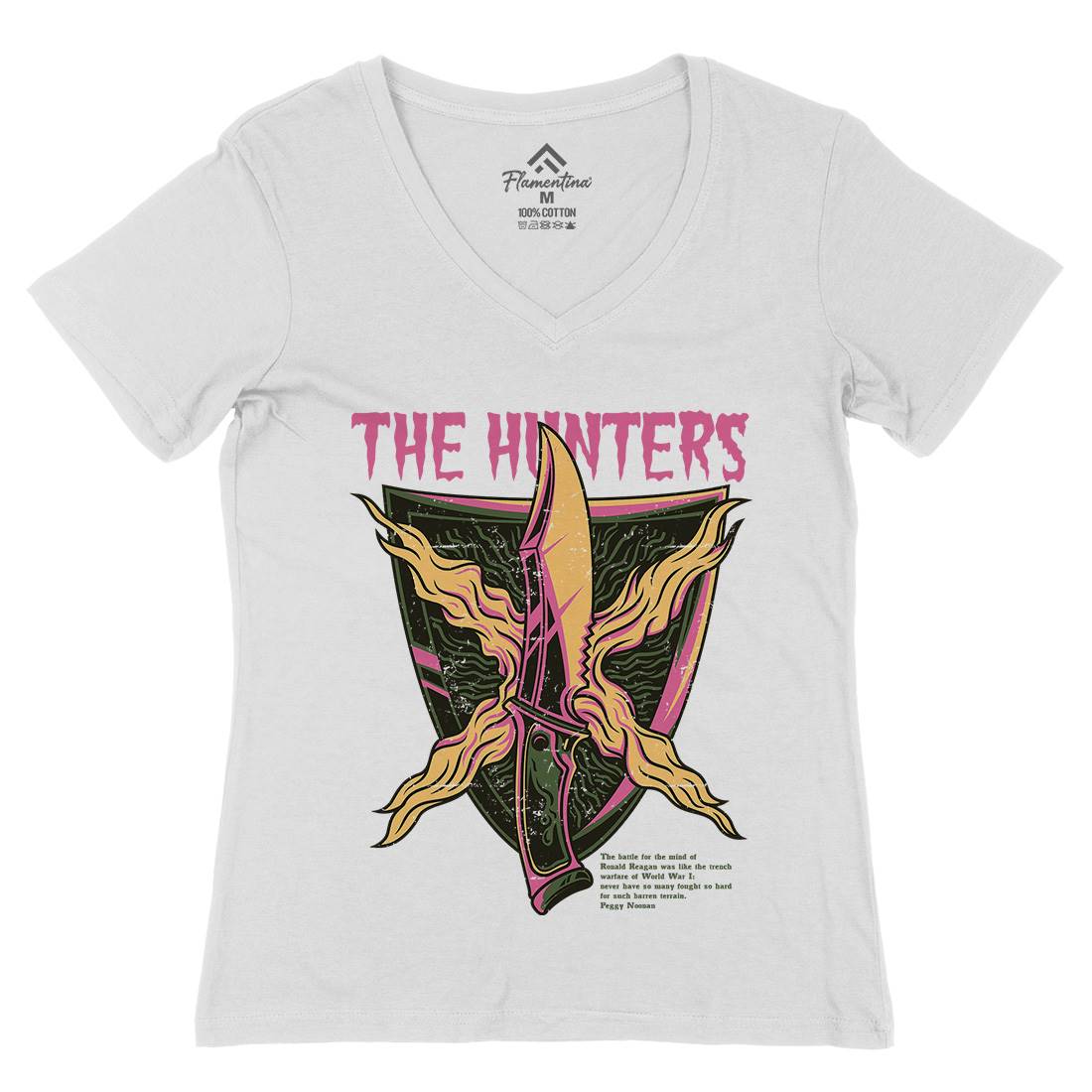 Hunter Womens Organic V-Neck T-Shirt Army D855