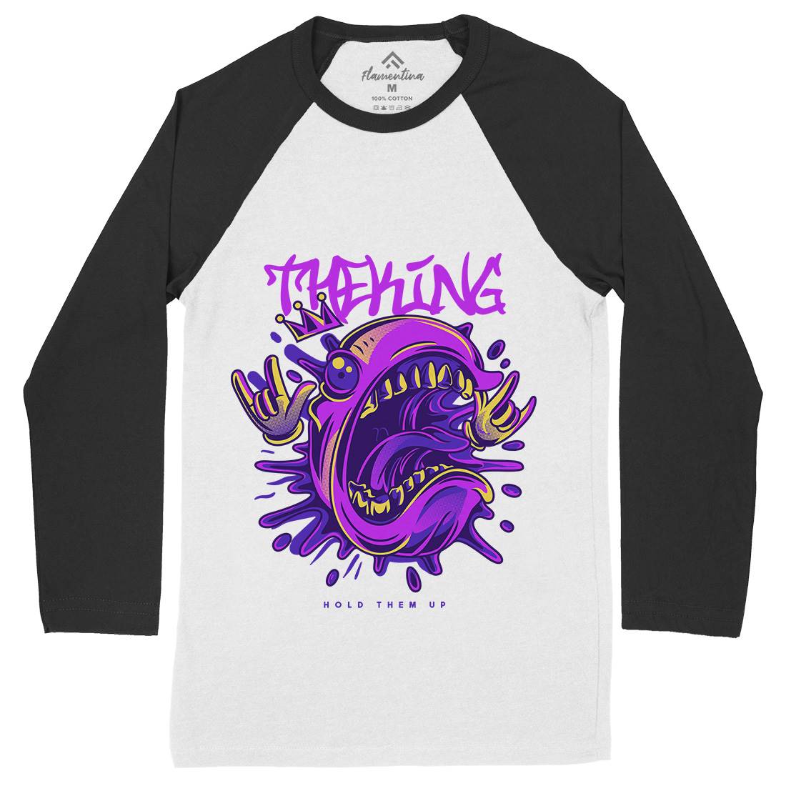 King Monster Mens Long Sleeve Baseball T-Shirt Horror D856