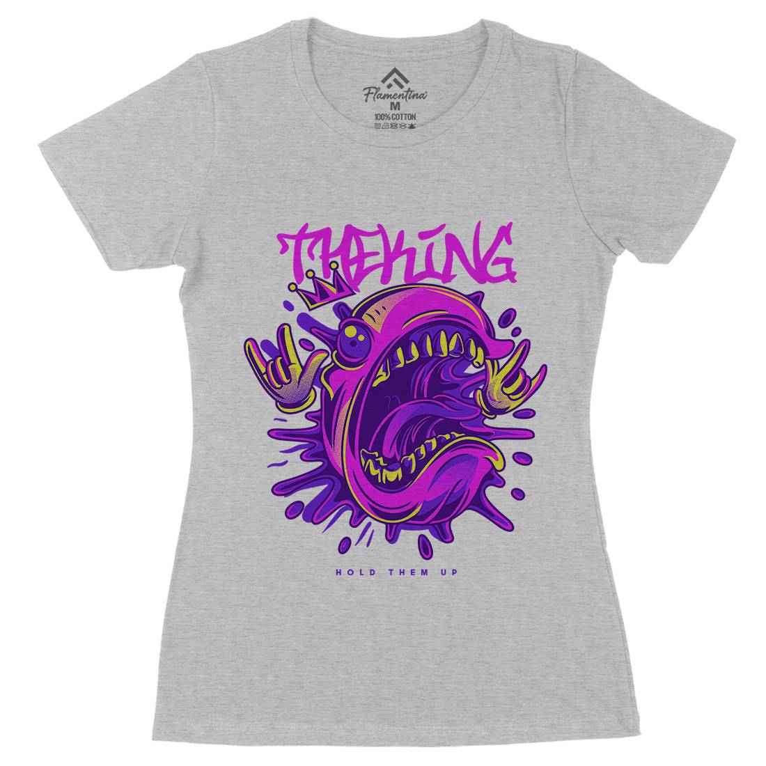 King Monster Womens Organic Crew Neck T-Shirt Horror D856