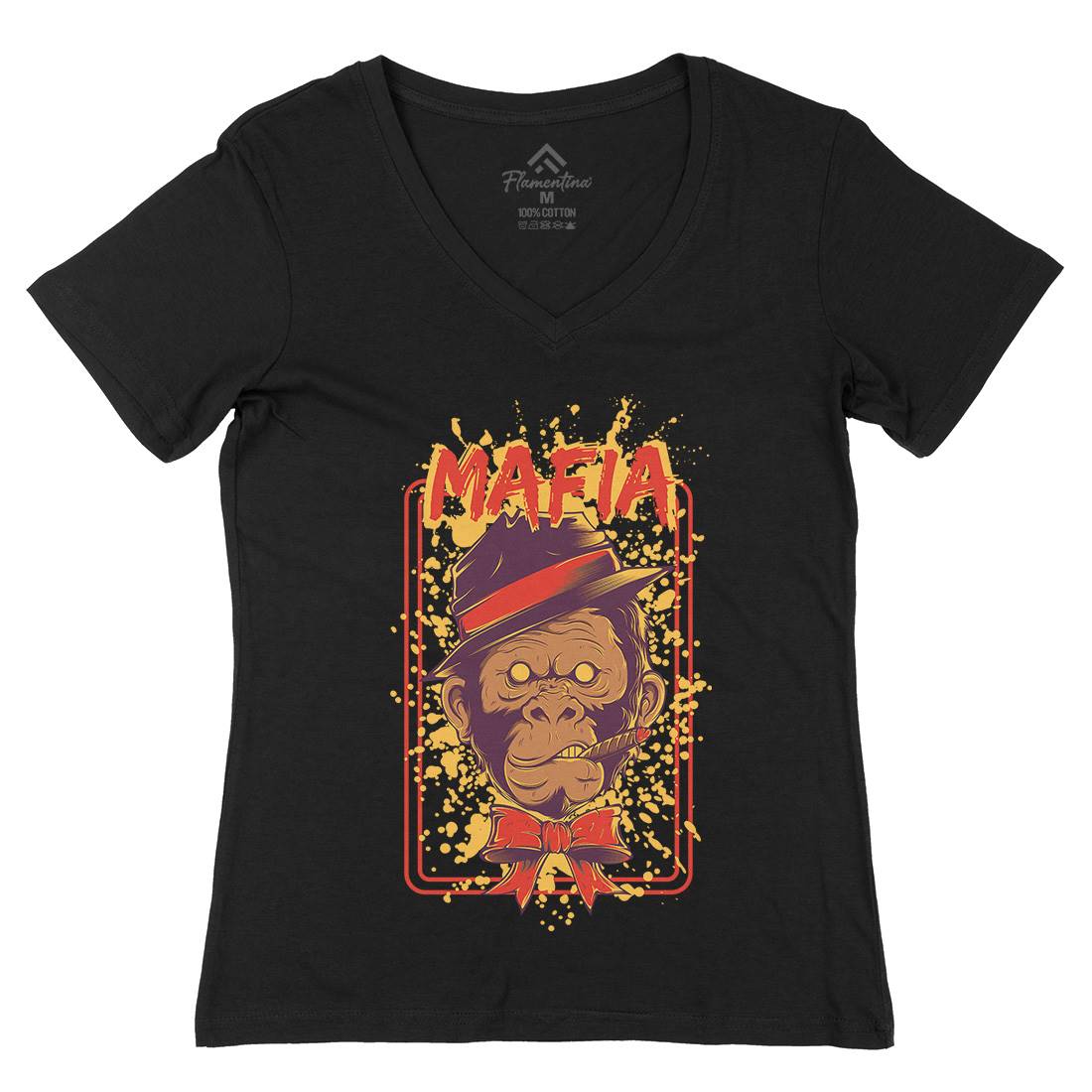 Mafia Ape Womens Organic V-Neck T-Shirt Animals D857