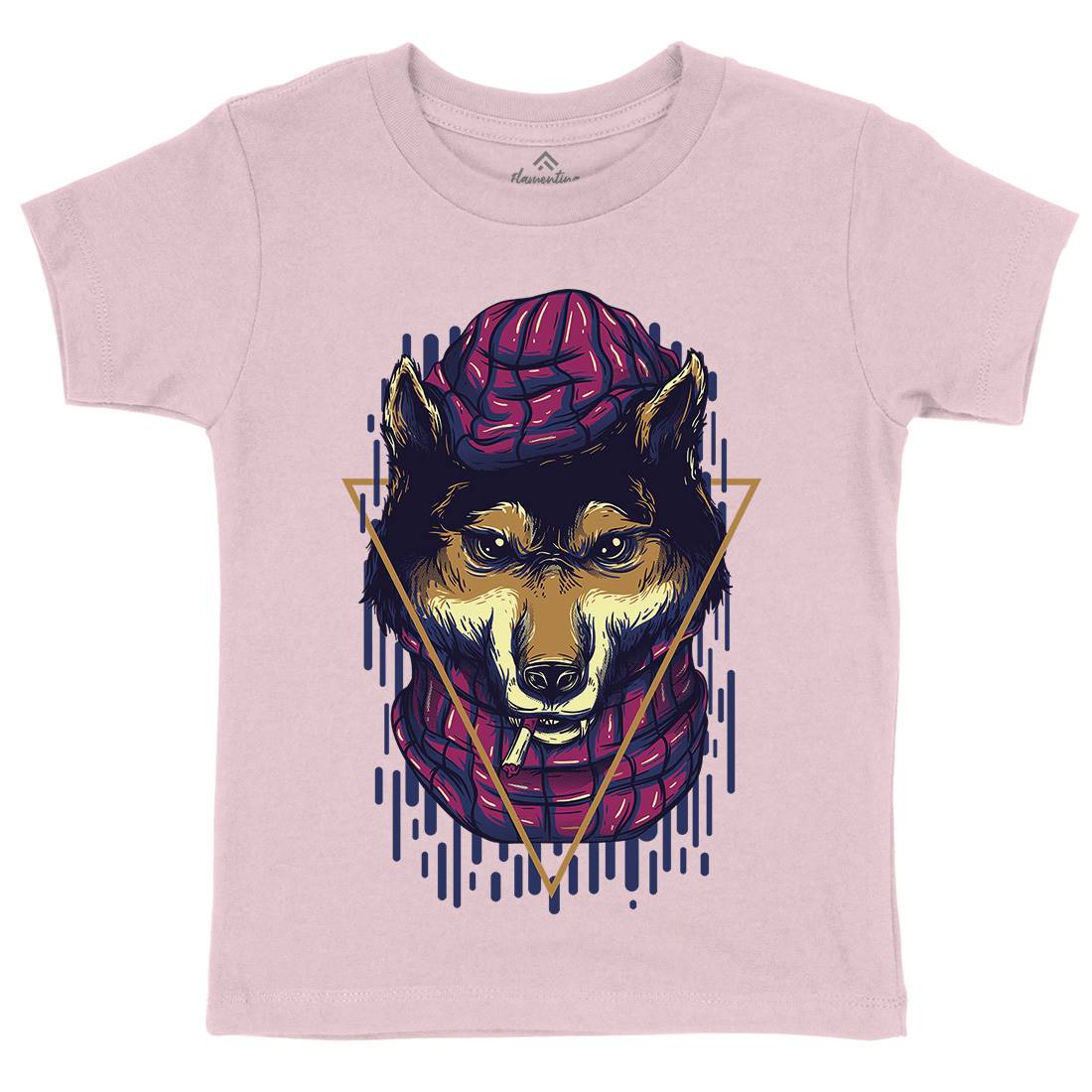 Wolf Hipster Kids Crew Neck T-Shirt Animals D859