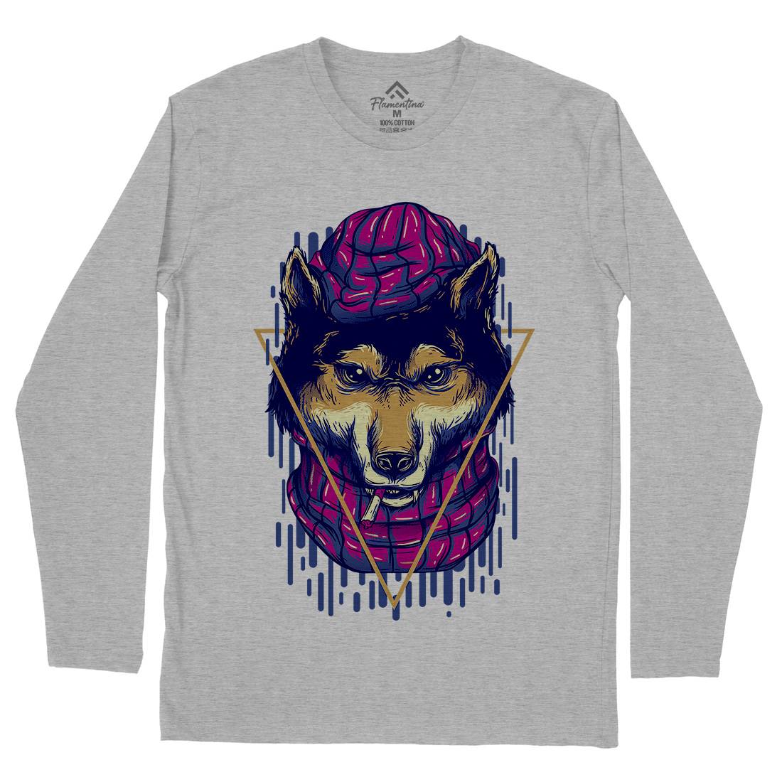 Wolf Hipster Mens Long Sleeve T-Shirt Animals D859