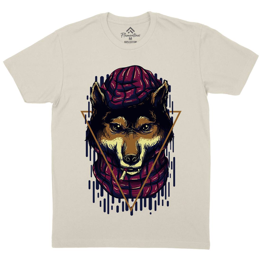 Wolf Hipster Mens Organic Crew Neck T-Shirt Animals D859