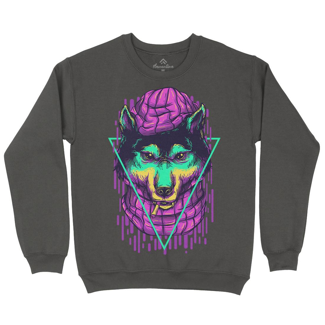 Wolf Hipster Mens Crew Neck Sweatshirt Animals D859