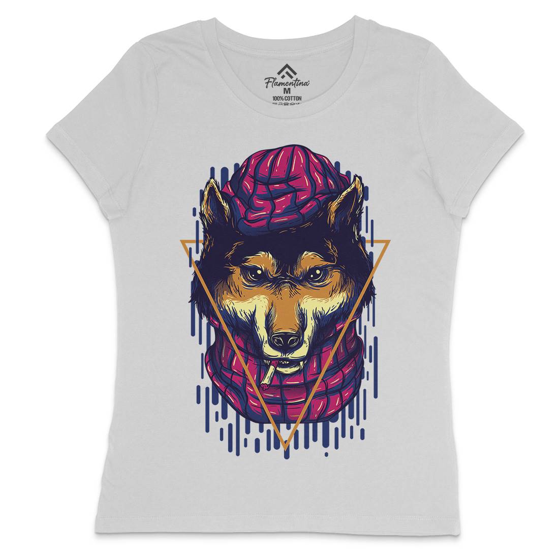 Wolf Hipster Womens Crew Neck T-Shirt Animals D859