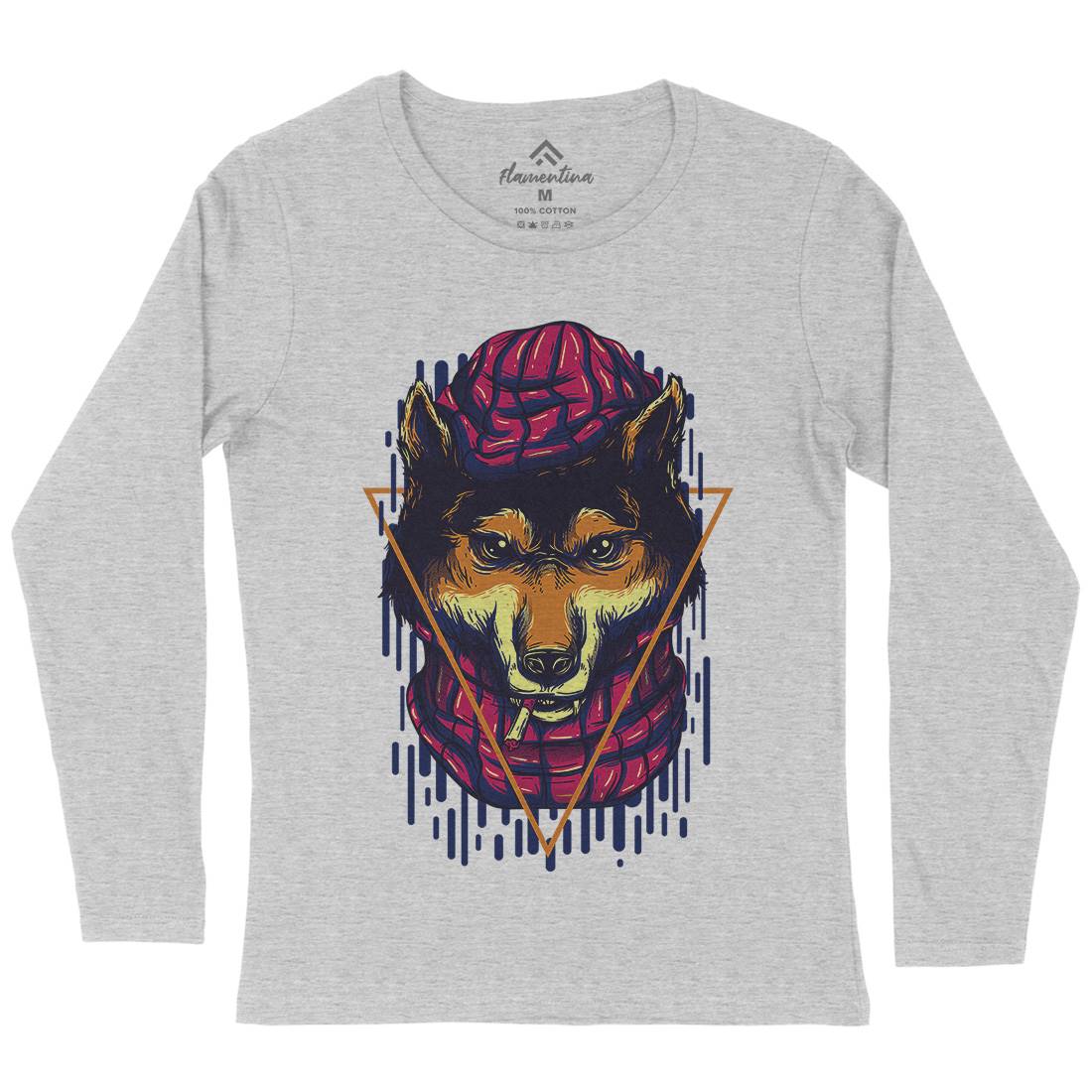 Wolf Hipster Womens Long Sleeve T-Shirt Animals D859
