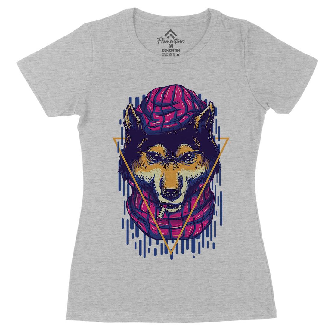 Wolf Hipster Womens Organic Crew Neck T-Shirt Animals D859