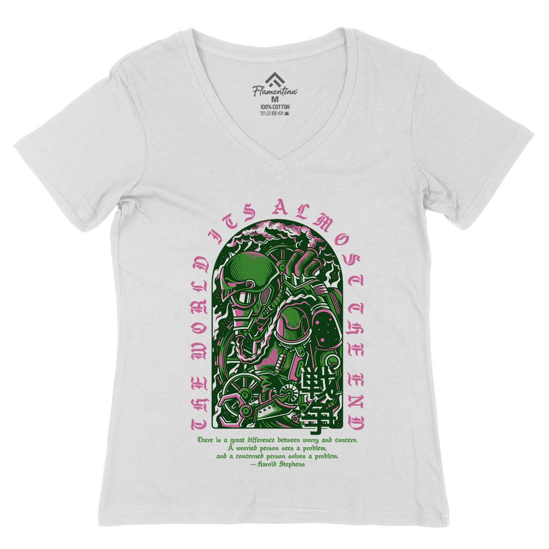 World End Womens Organic V-Neck T-Shirt Horror D860