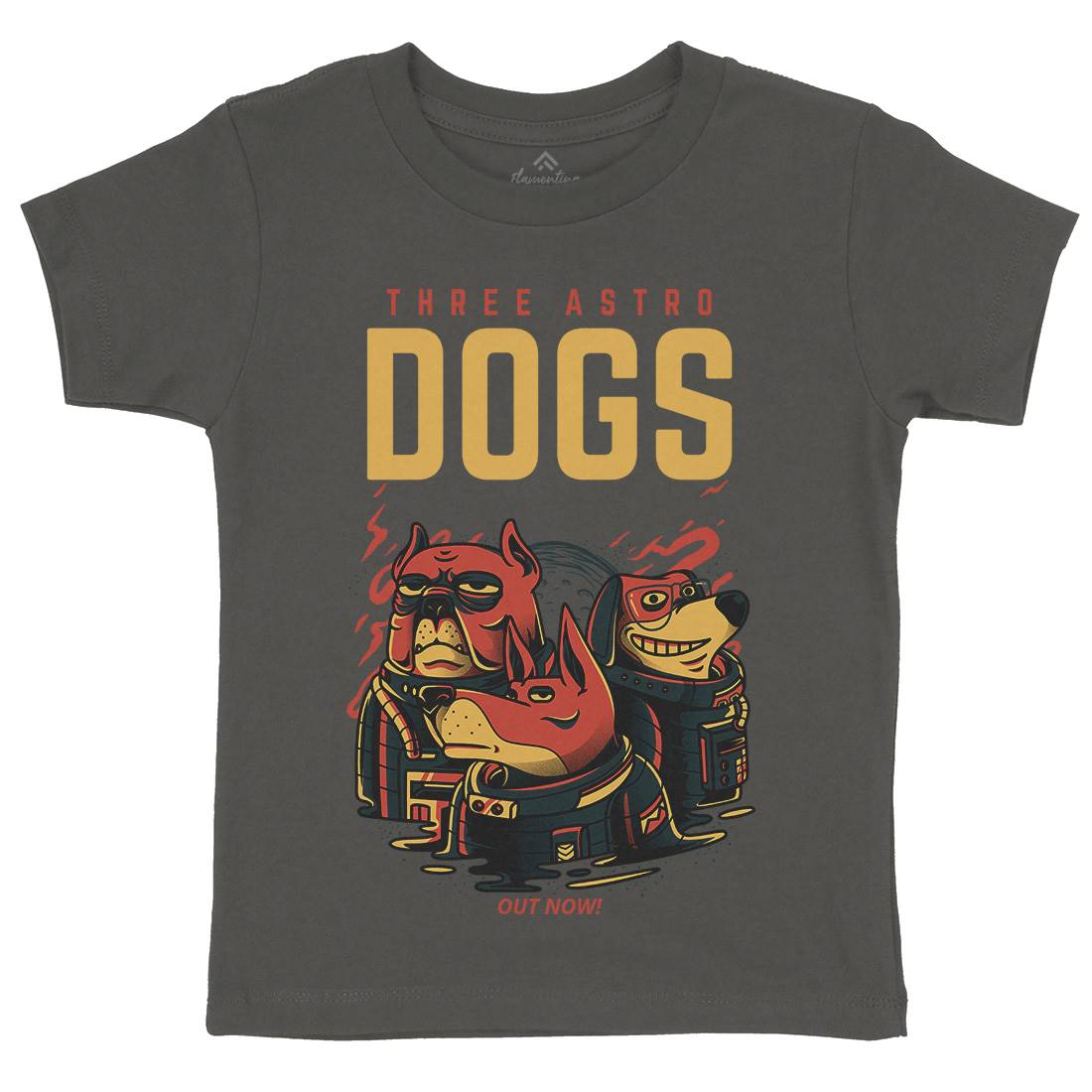 Three Astro Dogs Kids Organic Crew Neck T-Shirt Animals D861