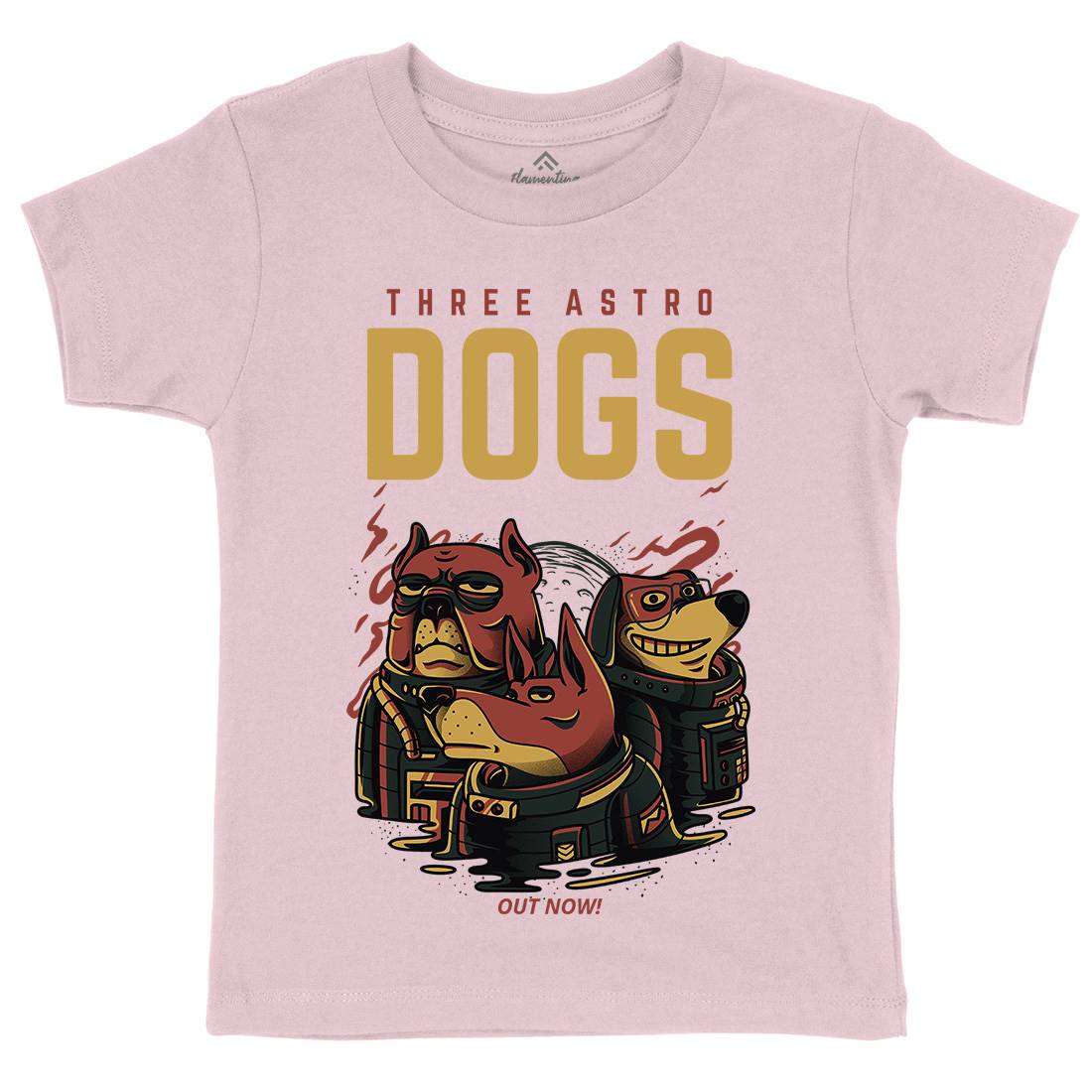 Three Astro Dogs Kids Organic Crew Neck T-Shirt Animals D861