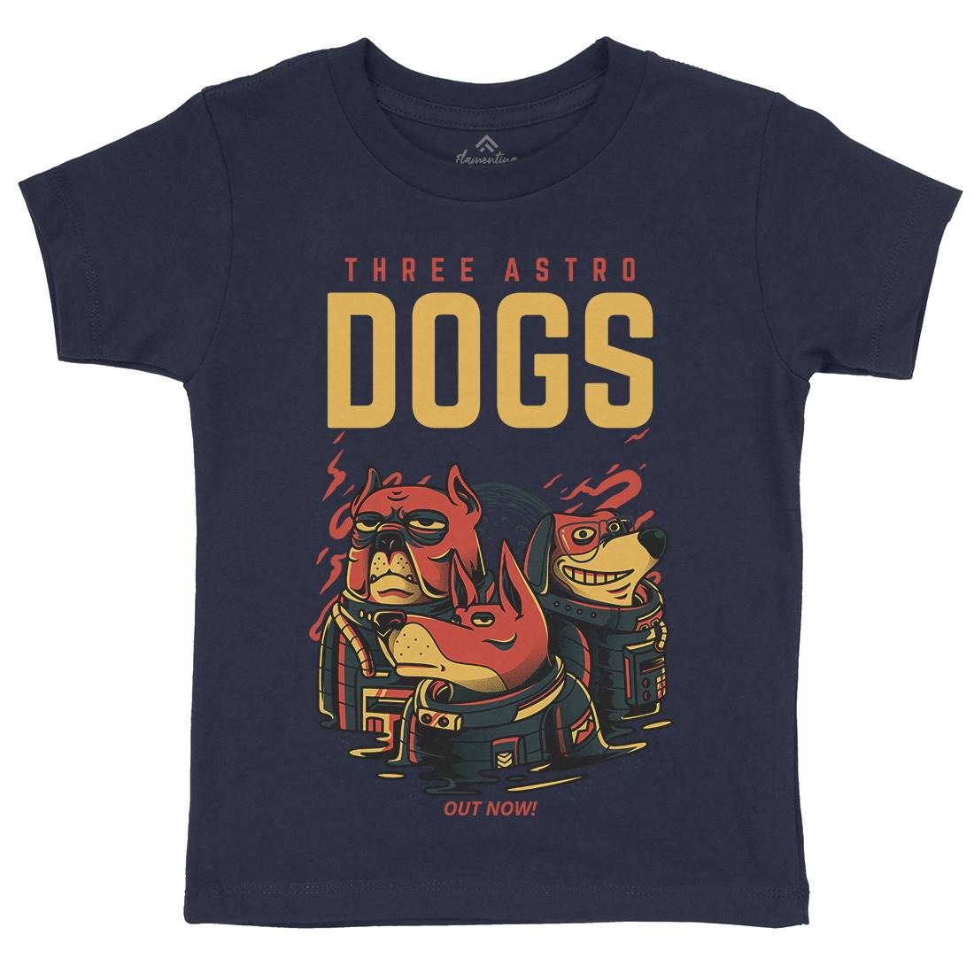 Three Astro Dogs Kids Crew Neck T-Shirt Animals D861
