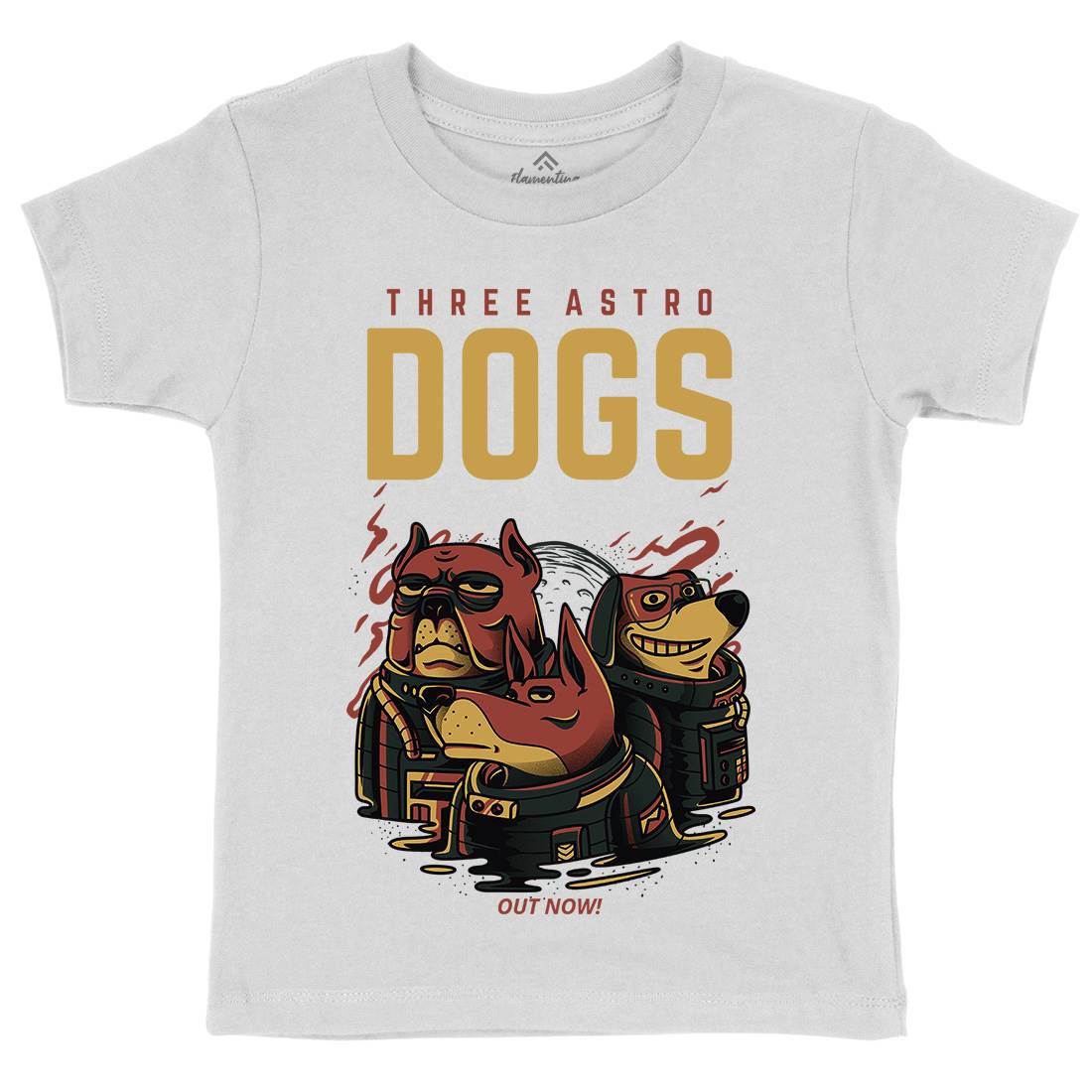 Three Astro Dogs Kids Crew Neck T-Shirt Animals D861