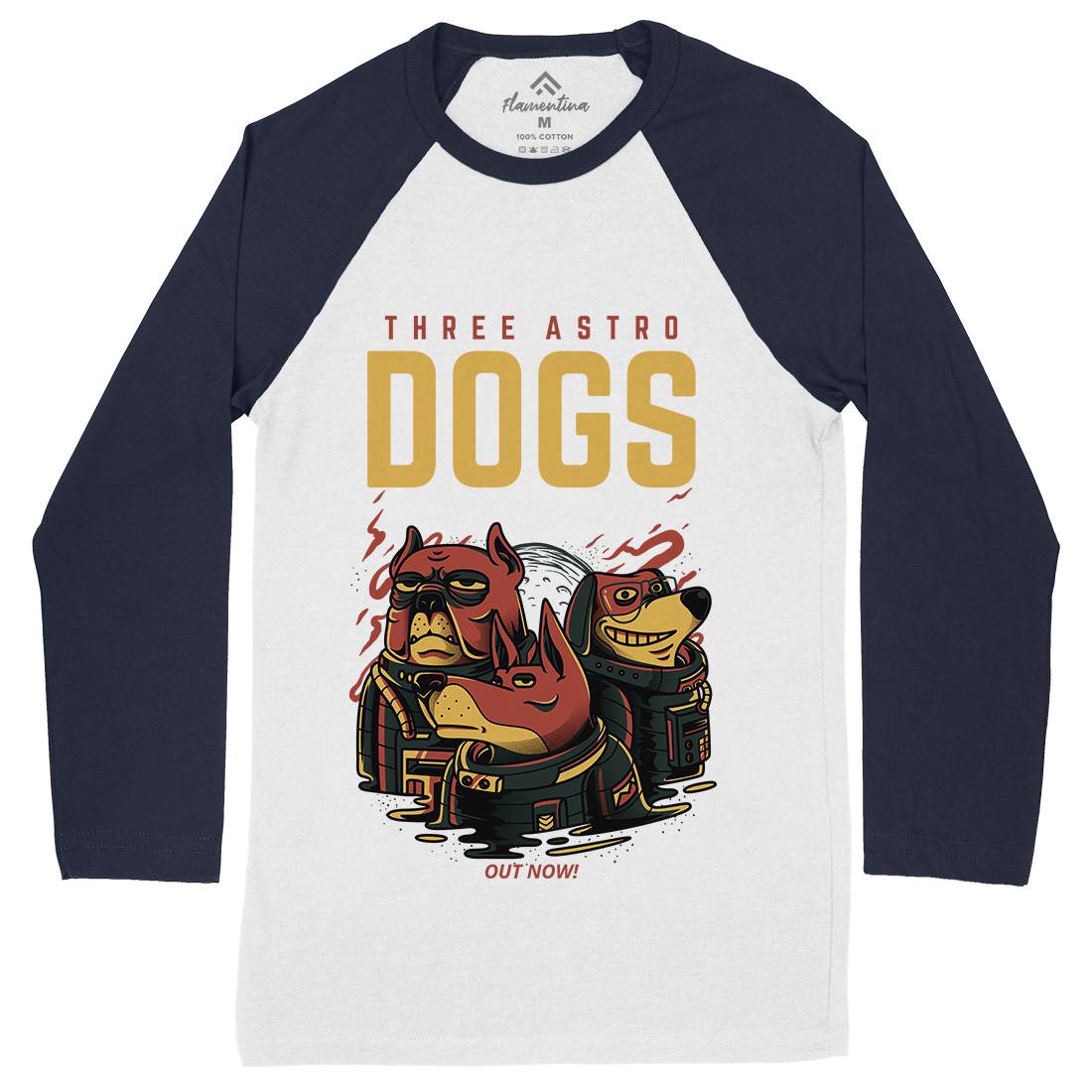 Three Astro Dogs Mens Long Sleeve Baseball T-Shirt Animals D861