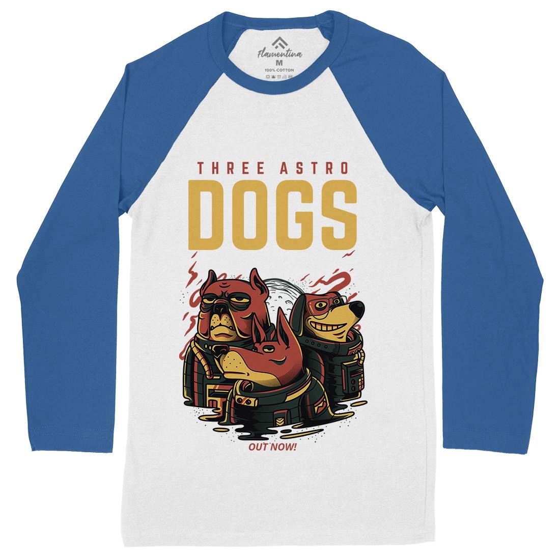 Three Astro Dogs Mens Long Sleeve Baseball T-Shirt Animals D861