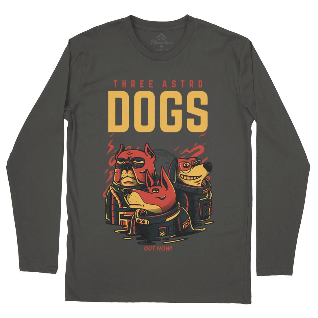 Three Astro Dogs Mens Long Sleeve T-Shirt Animals D861