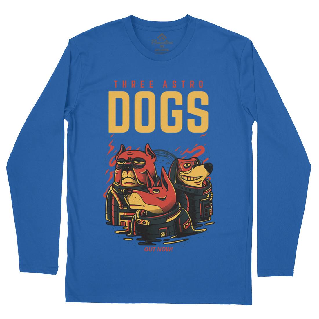 Three Astro Dogs Mens Long Sleeve T-Shirt Animals D861