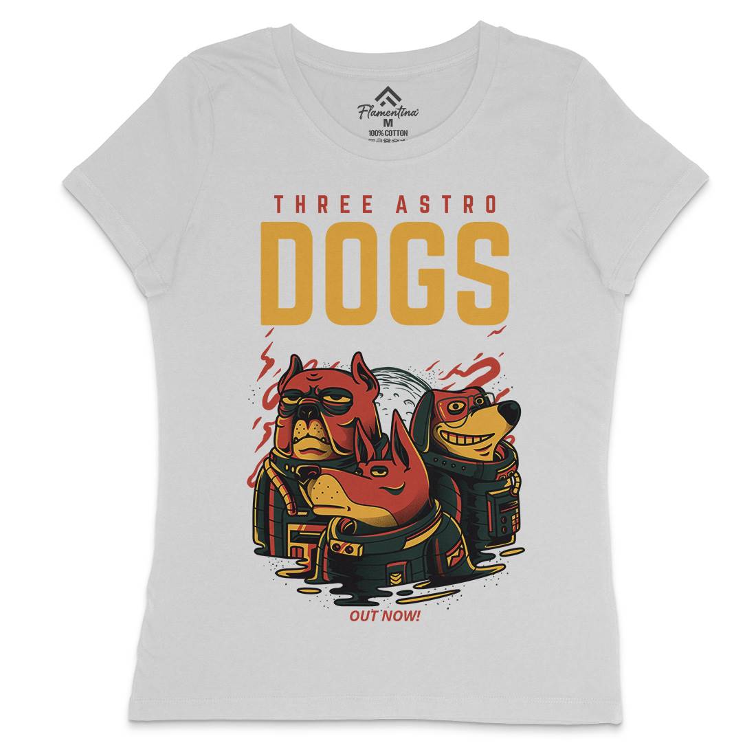 Three Astro Dogs Womens Crew Neck T-Shirt Animals D861