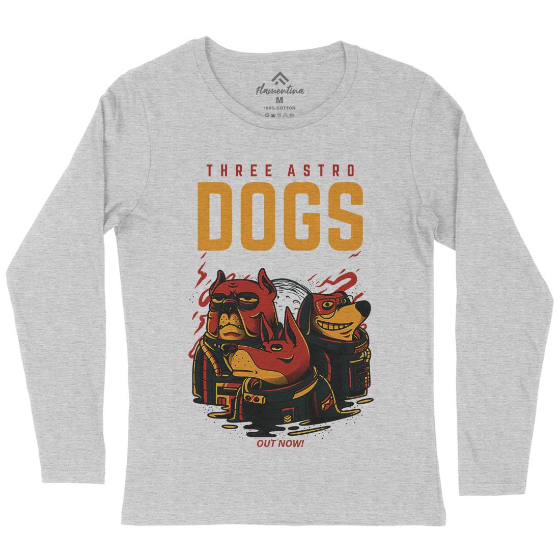 Three Astro Dogs Womens Long Sleeve T-Shirt Animals D861
