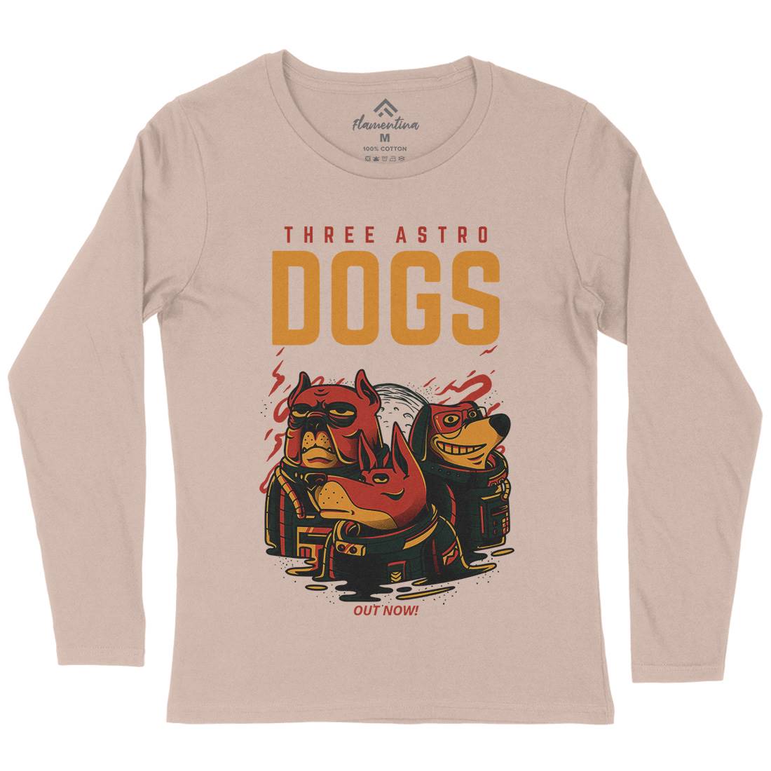 Three Astro Dogs Womens Long Sleeve T-Shirt Animals D861