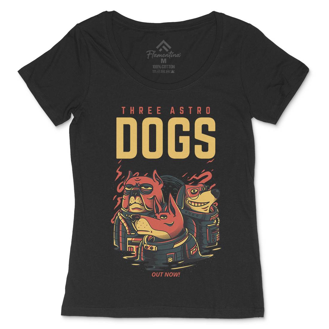 Three Astro Dogs Womens Scoop Neck T-Shirt Animals D861