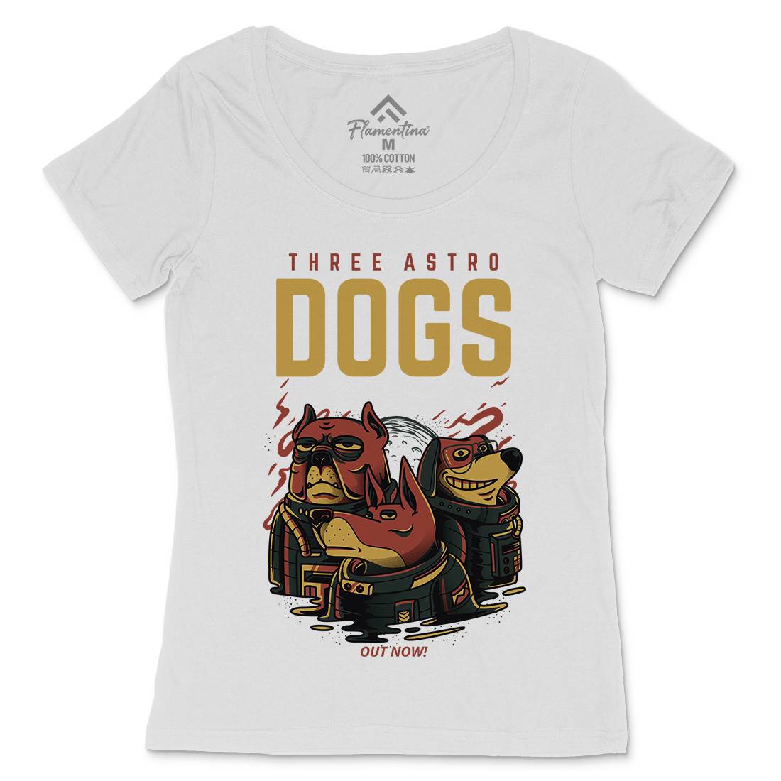 Three Astro Dogs Womens Scoop Neck T-Shirt Animals D861