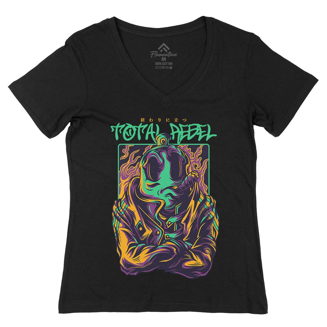 Total Rebel Womens Organic V-Neck T-Shirt Graffiti D863