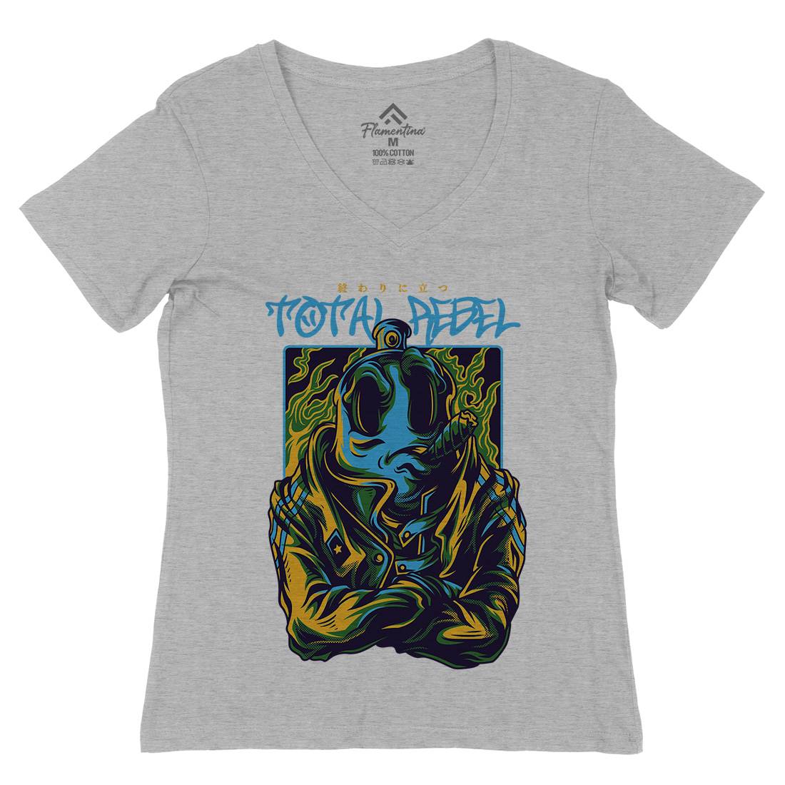 Total Rebel Womens Organic V-Neck T-Shirt Graffiti D863