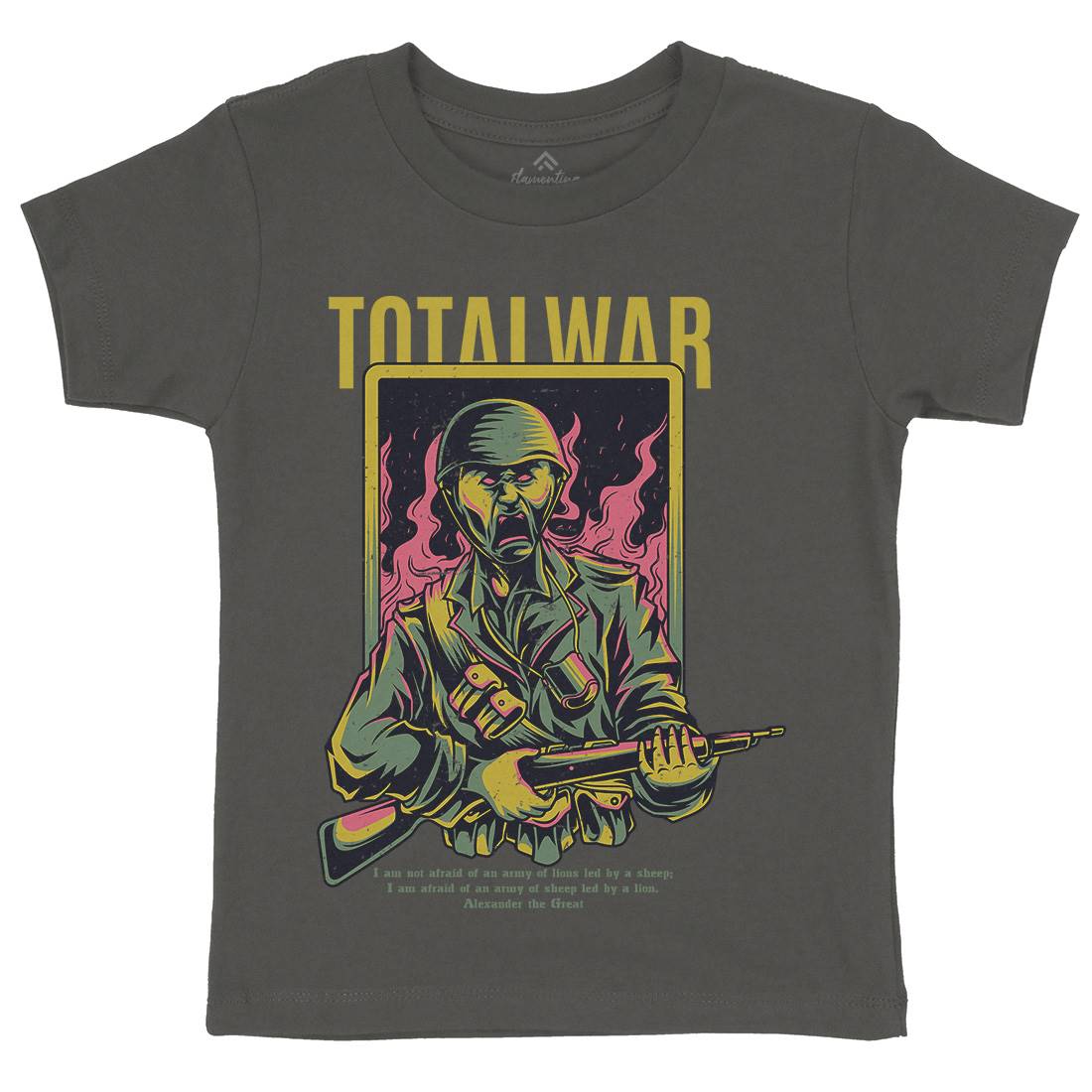 Total War Kids Organic Crew Neck T-Shirt Army D864