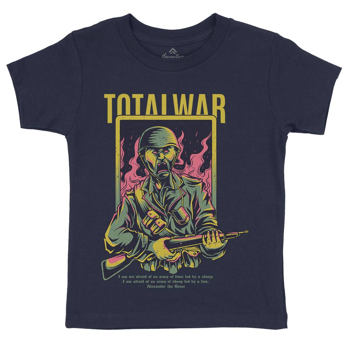 Total War Kids Organic Crew Neck T-Shirt Army D864