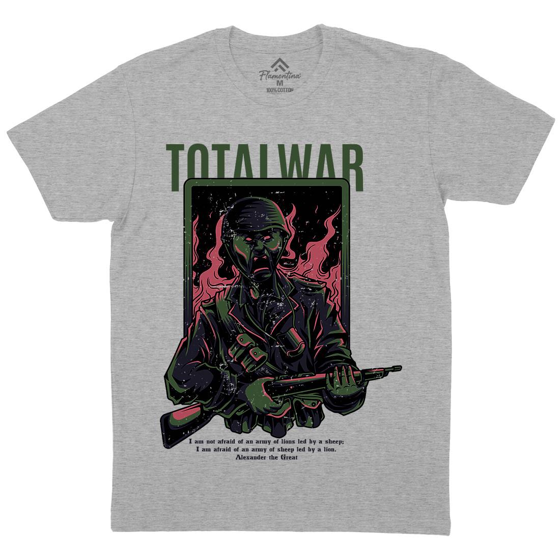 Total War Mens Crew Neck T-Shirt Army D864