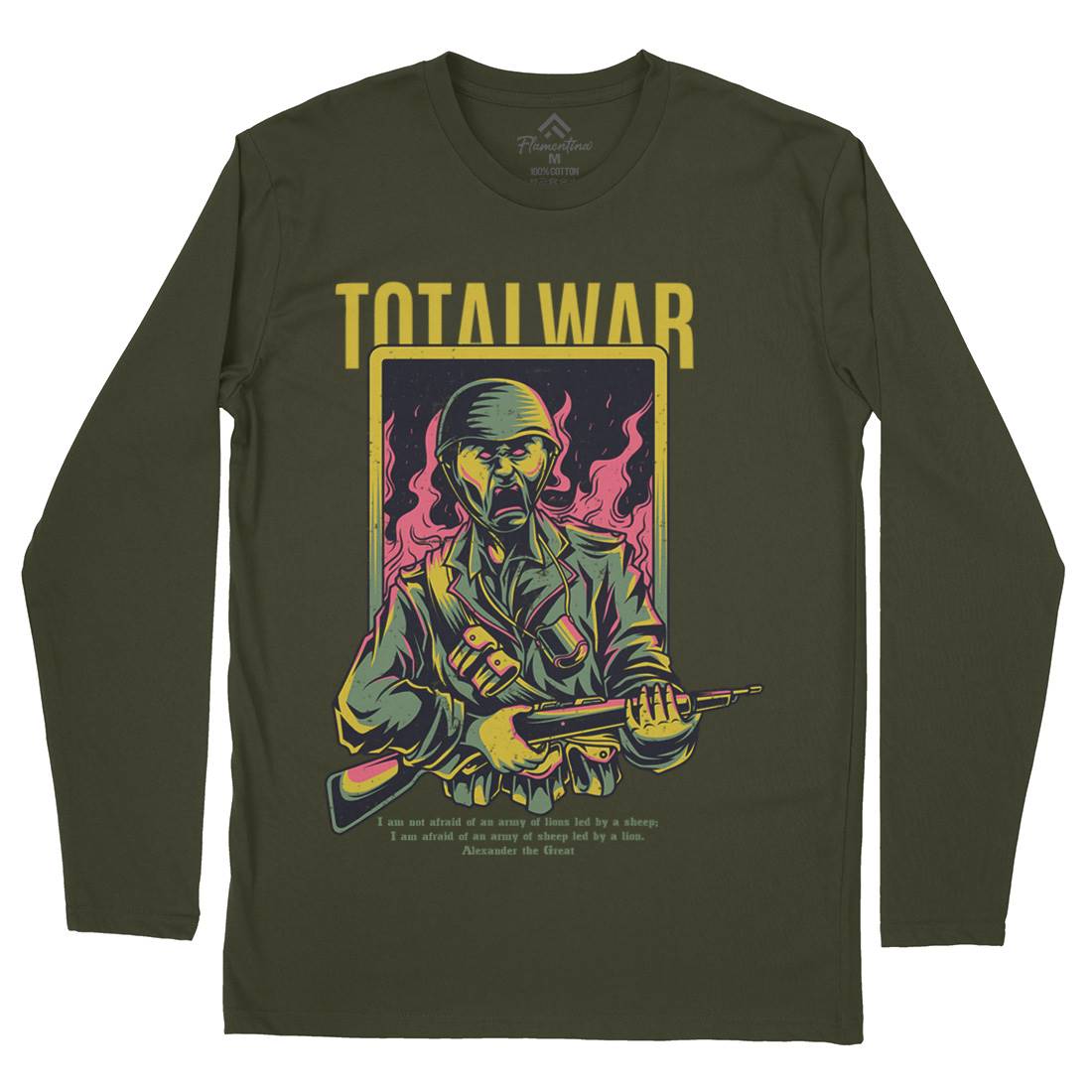 Total War Mens Long Sleeve T-Shirt Army D864