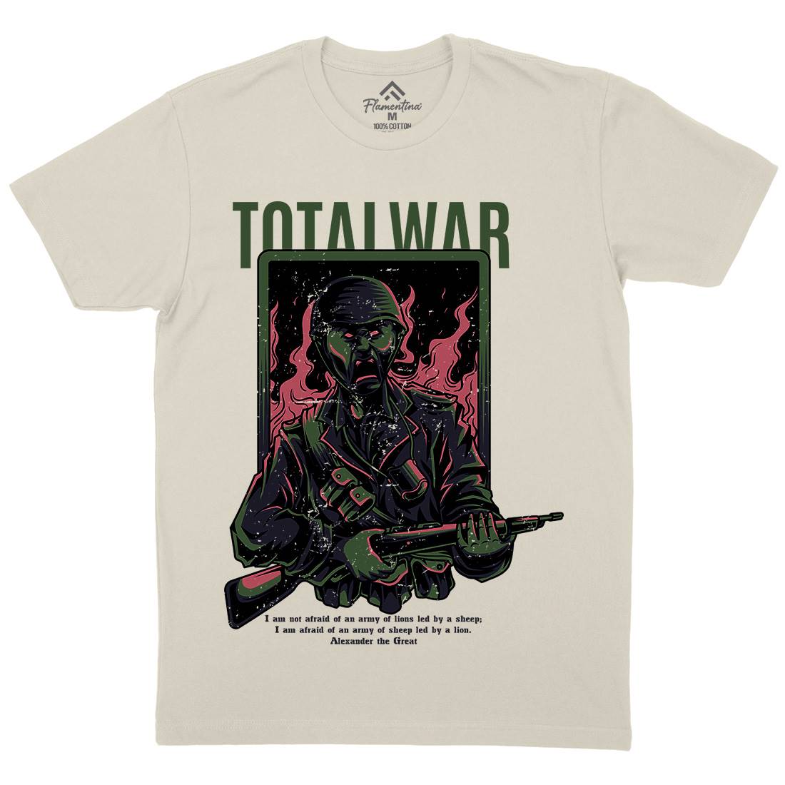 Total War Mens Organic Crew Neck T-Shirt Army D864