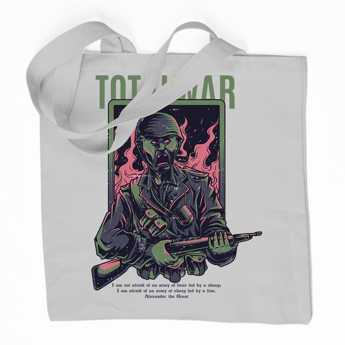 Total War Organic Premium Cotton Tote Bag Army D864