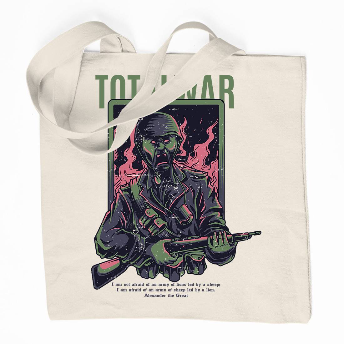 Total War Organic Premium Cotton Tote Bag Army D864