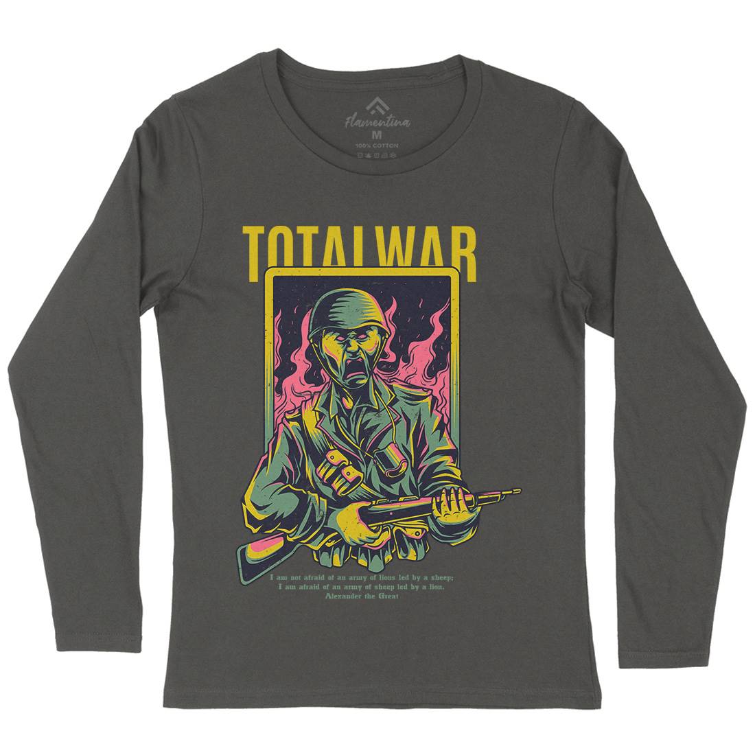 Total War Womens Long Sleeve T-Shirt Army D864