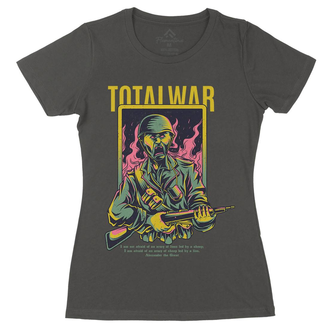 Total War Womens Organic Crew Neck T-Shirt Army D864