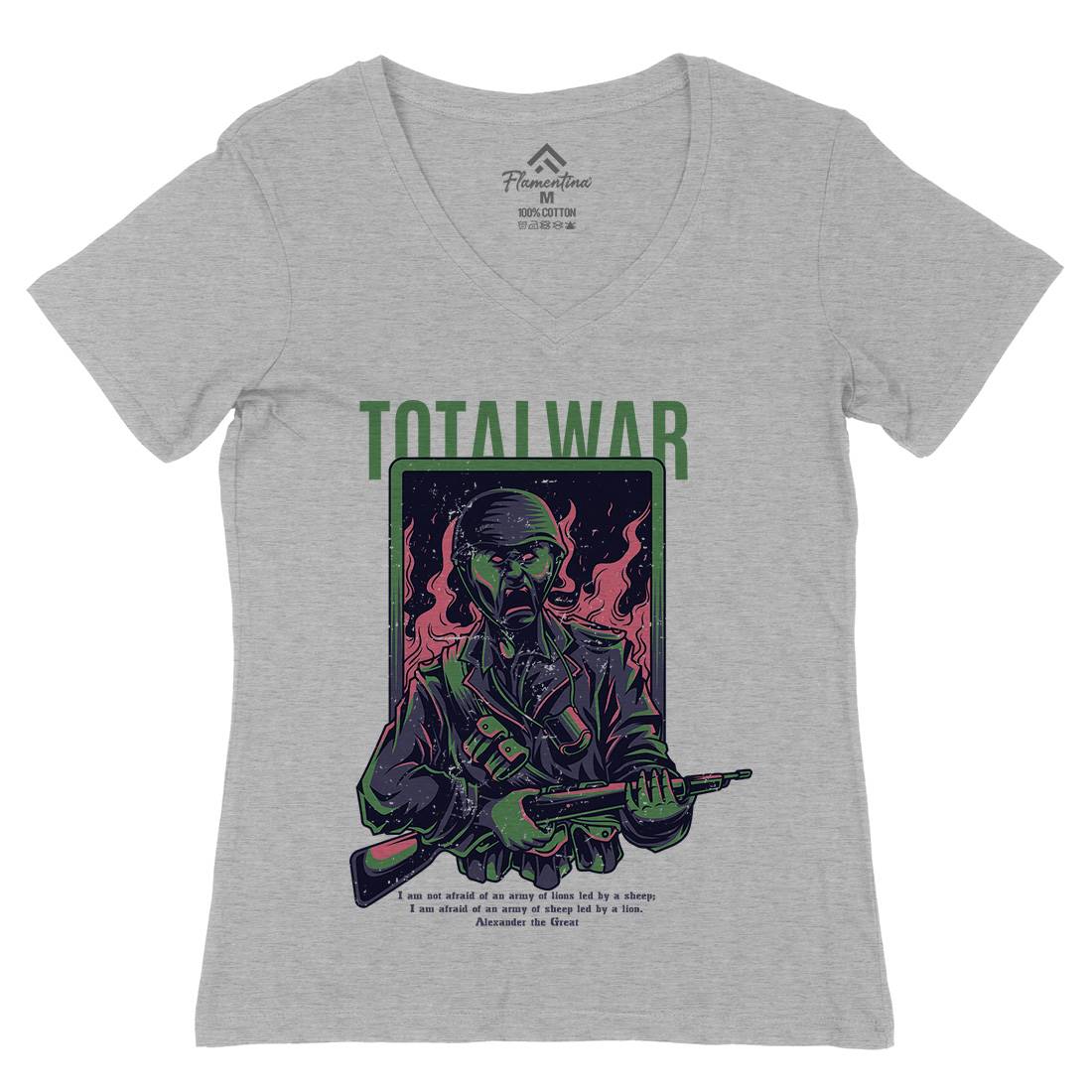 Total War Womens Organic V-Neck T-Shirt Army D864