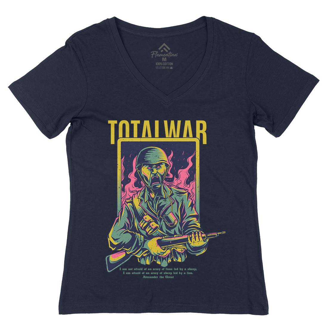 Total War Womens Organic V-Neck T-Shirt Army D864