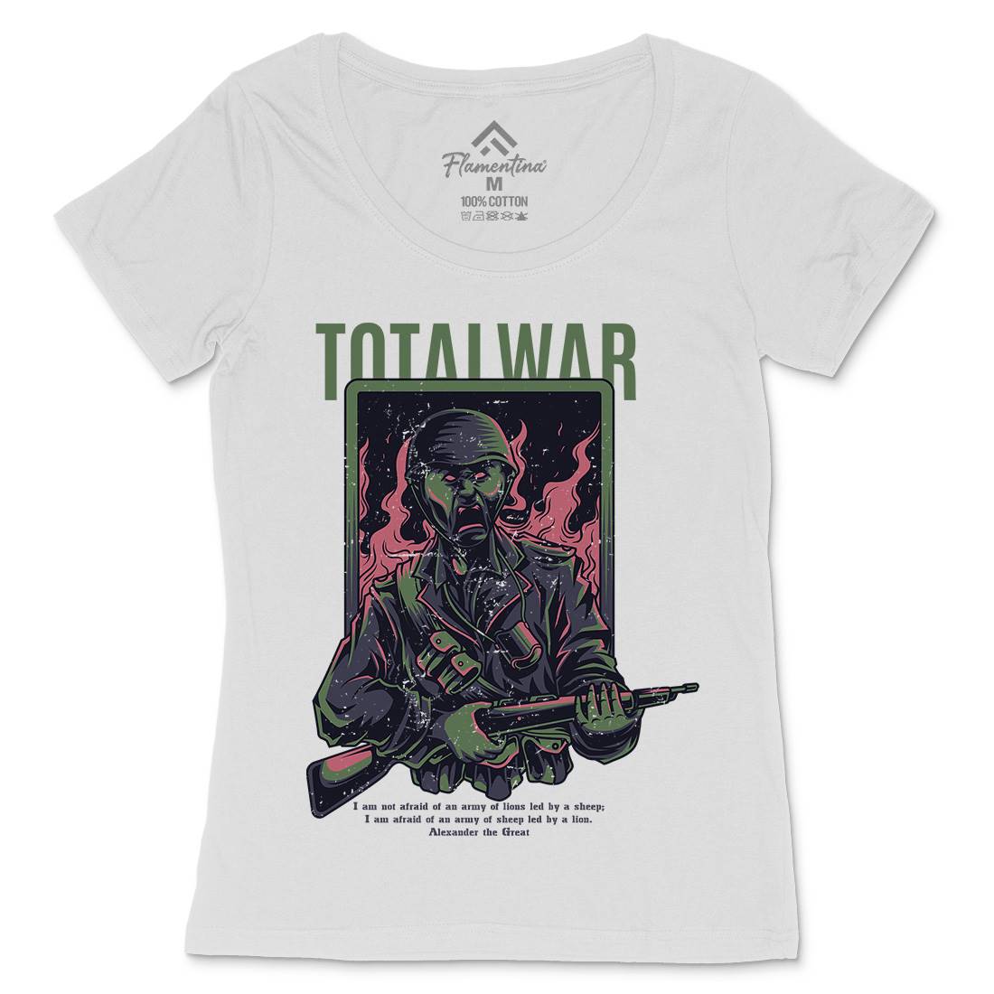 Total War Womens Scoop Neck T-Shirt Army D864