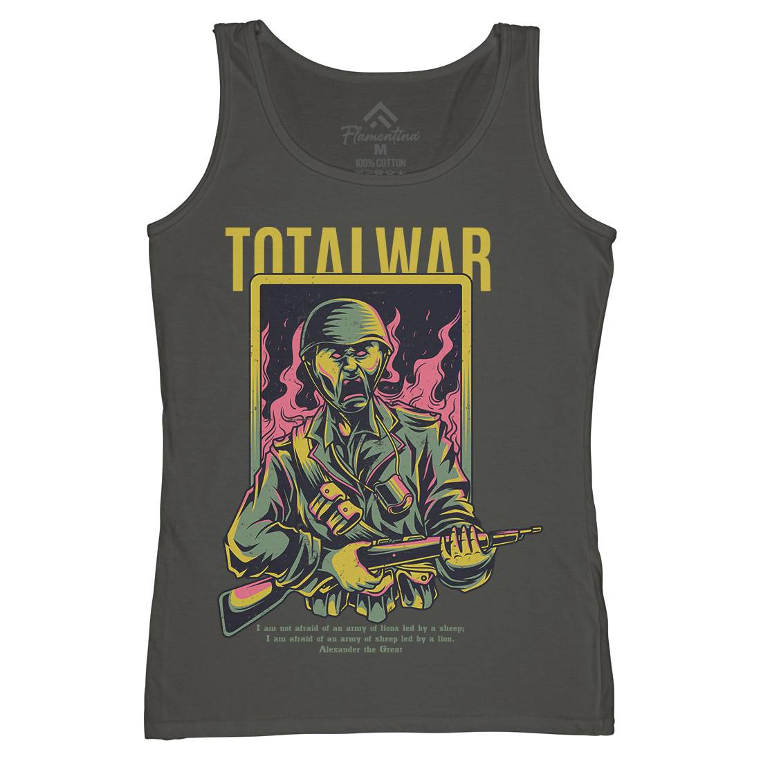 Total War Womens Organic Tank Top Vest Army D864